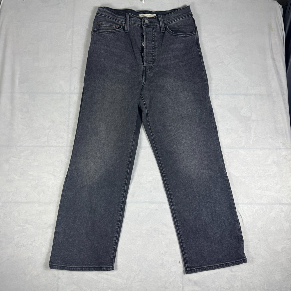 Levi's Womens Ribcage Straight Ankle Jeans Charcoal Gray Button-Fly 5-Pockets 29